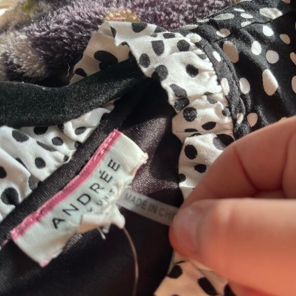 Andree by Unit Dance with me Polka Dot Ruffle Sleeve Dress Black Womens Size 3X - Picture 4 of 8